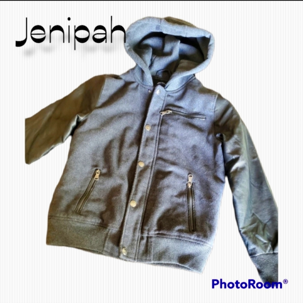 Urban Republic Boys Jacket Faux Leather Sleeves Sz L 14/16